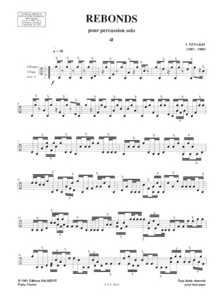 Rebonds - XENAKIS - Partition - Multi Percussions